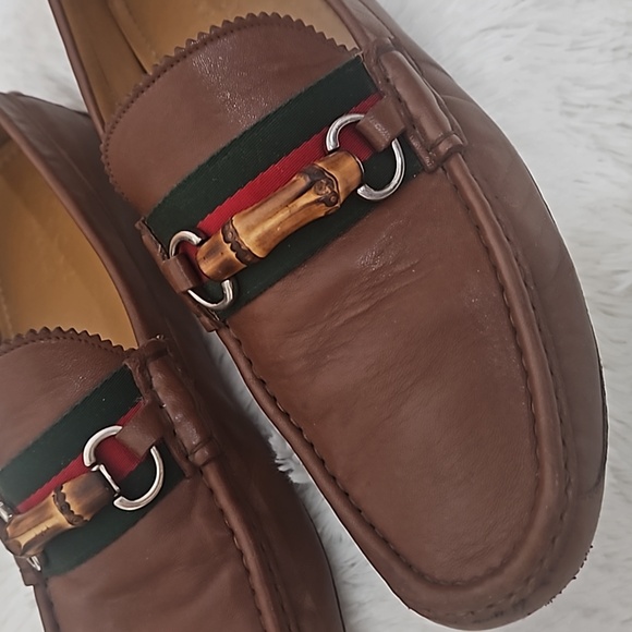 Authentic Gucci 28734 Leather Driving Loafers Mens size 12 - Picture 2 of 16